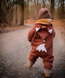 Walkanzug Fuchs für Kinder und Babys in Rost - mit Fuchsschwanz und Fuchsohren