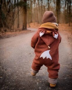 Walkanzug Fuchs für Kinder und Babys in Rost - mit Fuchsschwanz und Fuchsohren