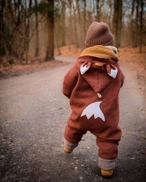 Walkanzug Fuchs für Kinder und Babys in Rost - mit Fuchsschwanz und Fuchsohren