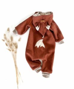 Walkoverall Fuchs Walkfuchs für Kinder und Babys aus Wollwalk in Rost