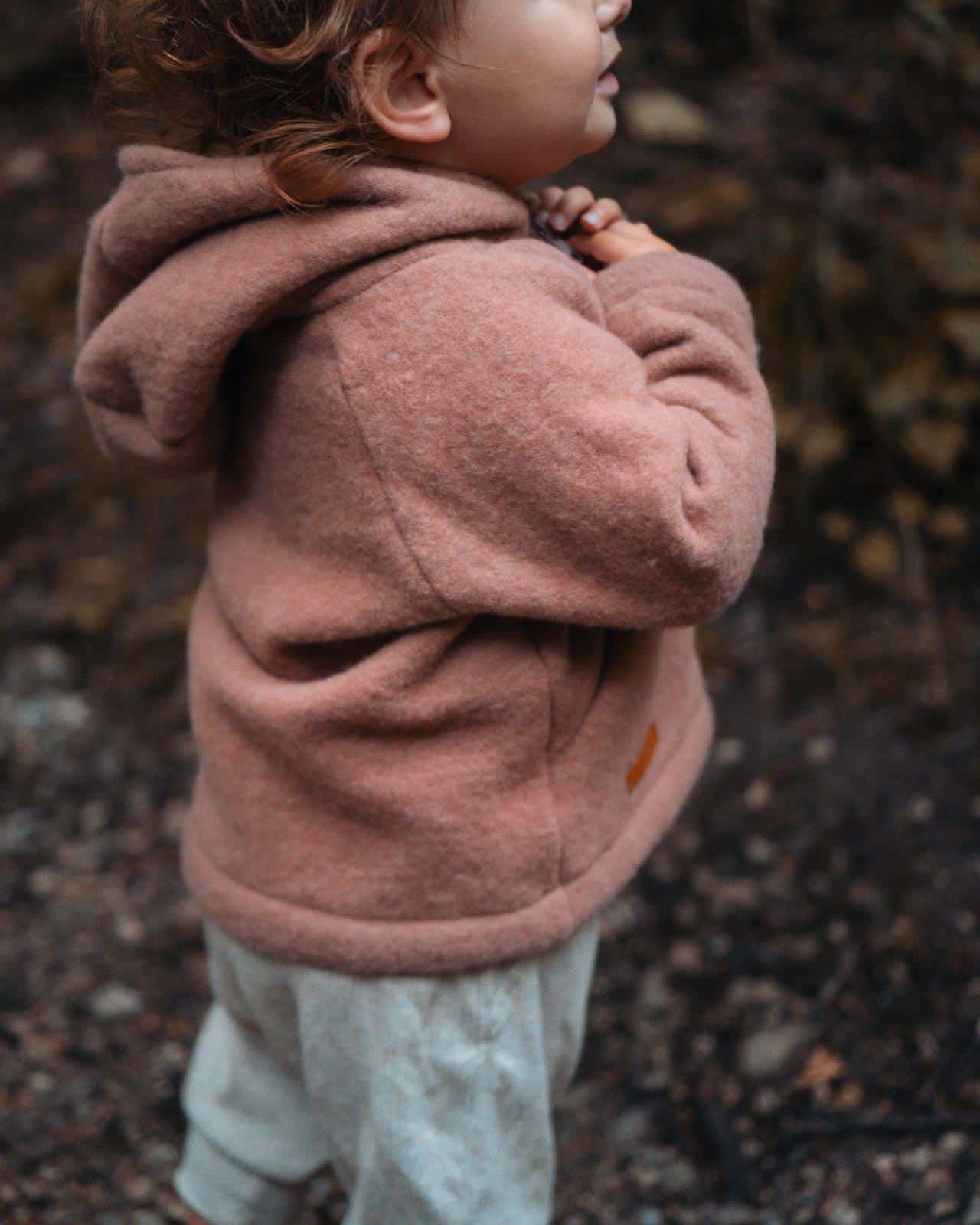 Kinder Wollfleece Jacke aus 100% Bio Merinowolle mit Reißverschluss und Taschen