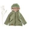 Kinder Wollfleece Jacke aus Bio Merinowolle - temperaturausgleichende Fleecejacke mit Reißverschluss in Salbei / Sage