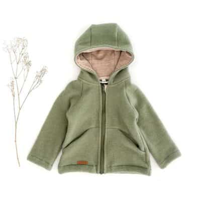 Kinder Fleecejacke mit Reißverschluss aus 100% Bio Merino-Wollfleece