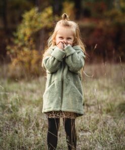 Kinder Wollfleece Jacke aus 100% Bio Merinowolle mit Reißverschluss und Taschen