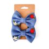 handbestickte Haarschleifen 2er-Set – Sommerblau "Erdbeere"