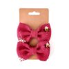 handbestickte Haarschleifen 2er-Set – Himbeere "Bienchen"