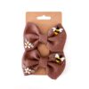 handbestickte Haarschleifen 2er-Set – Schoko "Bienchen"