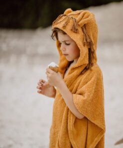 Kinder Bademantel Poncho Handtuch Badeponcho Löwe