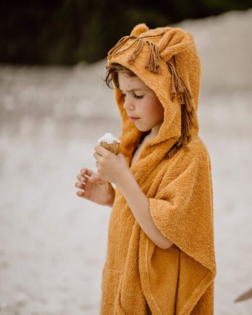 Kinder Bademantel Poncho Handtuch Badeponcho Löwe