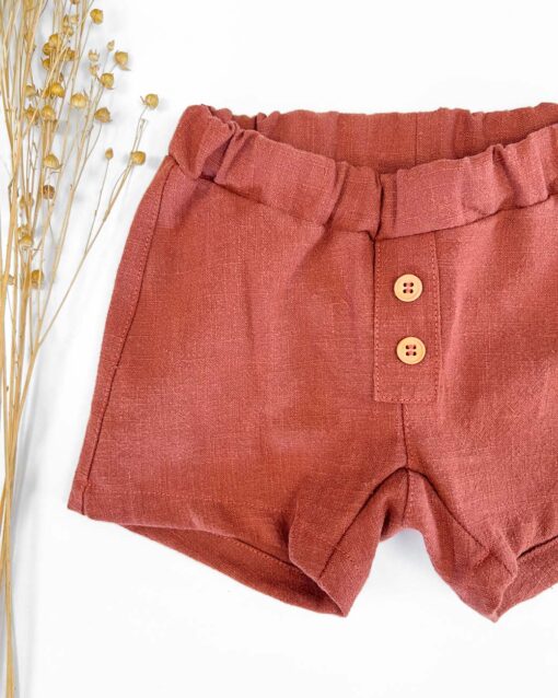 Leinenshorts für Kinder und Babys Sommerhose aus Leinen mit Knopfleiste