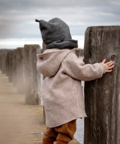 temperaturausgleichende Wollwalk Jacke Walkjacke für Kinder und Babys mit Reißverschluss und Kapuze