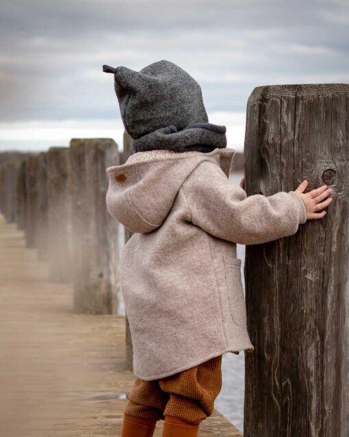 temperaturausgleichende Wollwalk Jacke Walkjacke für Kinder und Babys mit Reißverschluss und Kapuze