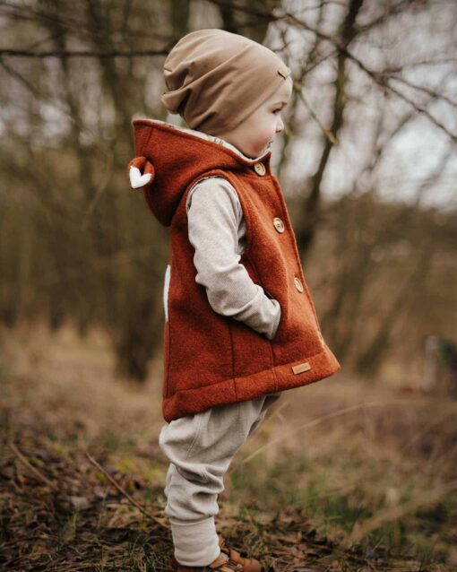 Waldweste für Kinder Wollwalk Gilet aus hochwertiger Schurwolle und in einzigartigem Wichtelkidz Design