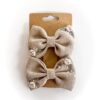 handbestickte Haarschleifen 2er-Set – Sand "Röschen"