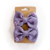 handbestickte Haarschleifen 2er-Set – Lavendel "lila Rose"