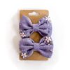 handbestickte Haarschleifen 2er-Set – Lavendel "Blumenglitzer"