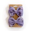 handbestickte Haarschleifen 2er-Set – Lavendel "Blumenwiese"