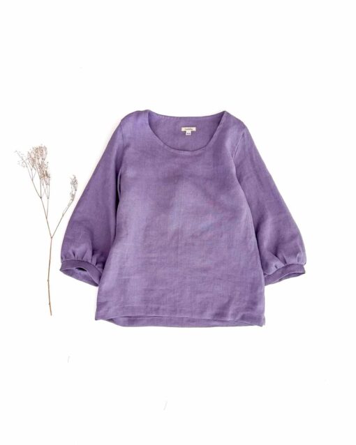 Sofortkauf: Leinenbluse für Damen in Lavendel, Gr. M (38/40)