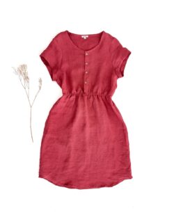 Leinenkleid mit Knopfleiste für Damen, Mamas, Schwangere und Stillende Mütter