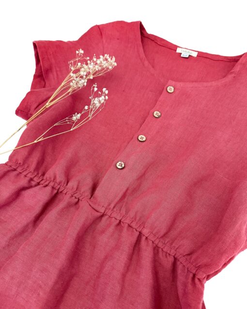 Leinenkleid mit Knopfleiste für Damen, Mamas, Schwangere und Stillende Mütter