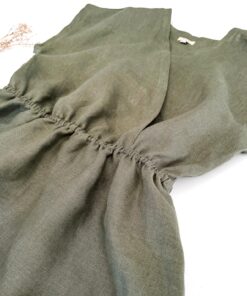 Damen Frauen Leinen Wickeloptik Kleid Sommerkleid, linen wrap summer dress