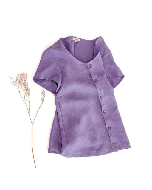 Damen Leinen Shirt mit Knopfleiste – Bild 2