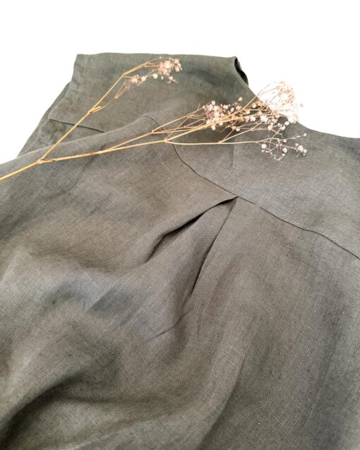 Damen Leinenkleid mit Wickeloptik- Sommerkleid, Umstandskleid, Stillkleid aus 100% Leinen