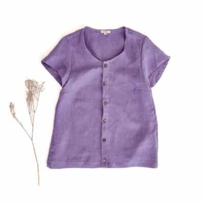 Damen Leinen Shirt mit Knopfleiste