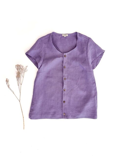Damen Leinen Shirt mit Knopfleiste