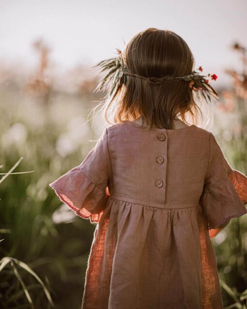 Sommerkleid festliches Rüschen Kleid in Altrosa