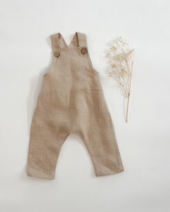 Sofortkauf: lange Leinen Latzhose/ Salopette in Sand, Gr. 62/68