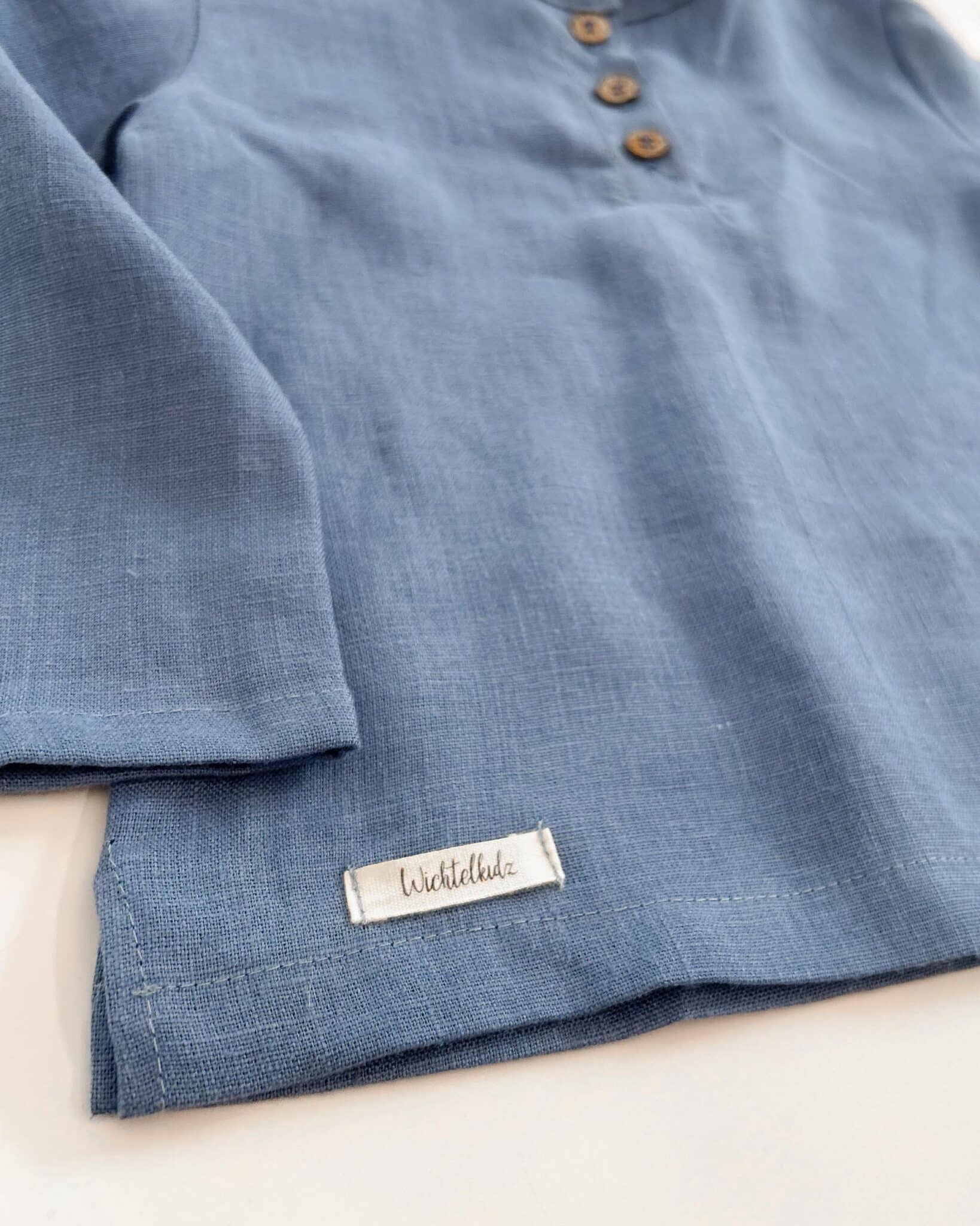 Sofortkauf: langärmliges Leinen-Shirt in Sommerblau, Gr. 98/104 – Bild 3
