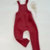 Sofortkauf: lange Leinen Latzhose/ Salopette mit Taschen in Himbeere, Gr. 110/116