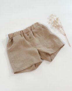 Sofortkauf: Kinder Leinenshorts in Sand mit Knopfleiste, Gr. 134/140