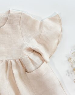 Alternative view of Sofortkauf: Mädchen Volantkleid aus Leinen in Wollweiß, Gr. 86/92