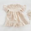 Sofortkauf: Mädchen Volantkleid aus Leinen in Wollweiß, Gr. 86/92