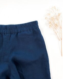 Alternative view of Sofortkauf: Damen Leinenhose mit weitem Bein und Taschen in Marineblau, Gr. M (38/40)
