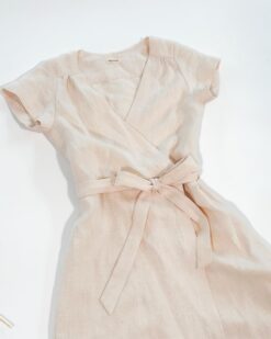 Alternative view of Sofortkauf: wandenlanges Damen Wickelkleid aus Leinen in Wollweiß, Gr. S (34/36)