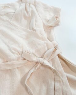 Alternative view of Sofortkauf: knielanges Damen Wickelkleid aus Leinen in Wollweiß, Gr. L (42/44)