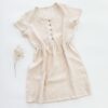 Sofortkauf: Damen Leinenkleid mit Knopfleiste in Wollweiß, Gr. L (42/44)