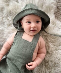 Leinen Sonnenhute für Babys und Kinder mit Krempe und Nackenschutz