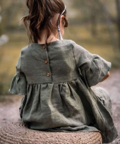 Sommer Leinenkleid festlich Volant Kleid für Blumenmädchen