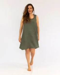 Damen Trägerkleid aus Leinen