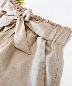 Damen Paperbag Leinenshorts - kurze Sommer Hose für Frauen
