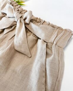 Damen Paperbag Leinenshorts - kurze Sommer Hose für Frauen