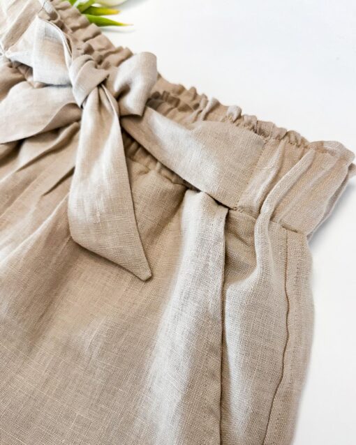 Damen Paperbag Leinenshorts - kurze Sommer Hose für Frauen