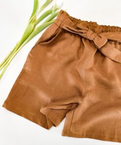 Mama Paperbag Leinenshorts mit Gummizug - Damenshorts aus Leinen