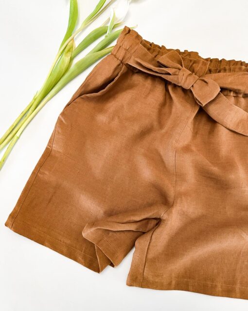 Mama Paperbag Leinenshorts mit Gummizug - Damenshorts aus Leinen
