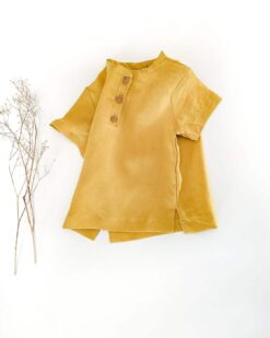 Sommer Shirt aus Leinen für Kinder und Babys mit Knopfleiste für leichtes Anziehen