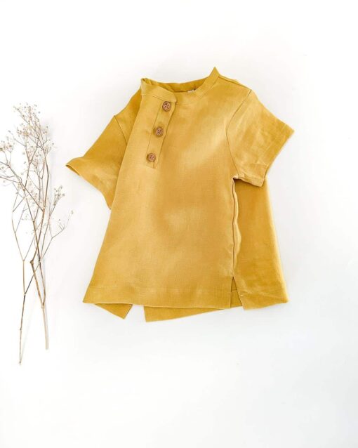 Sommer Shirt aus Leinen für Kinder und Babys mit Knopfleiste für leichtes Anziehen